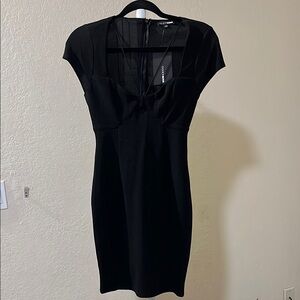 Fashion Nova Black Sheath Mini Dress Square Neck Short Sleeve